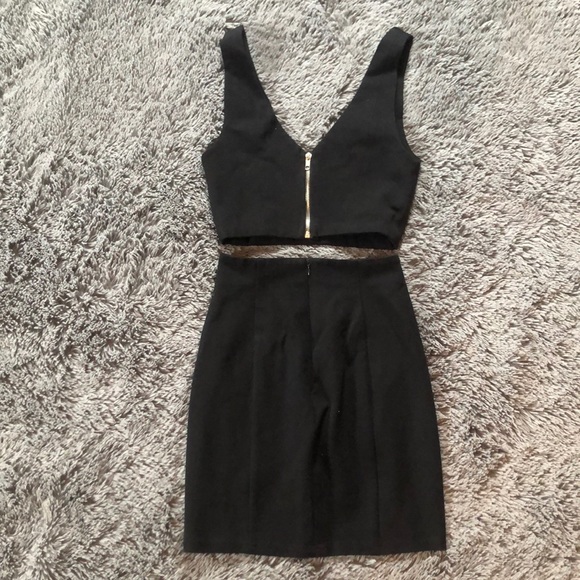 Signature8 Matching Black Bodycon Skirt&Crop Set S - Picture 2 of 6